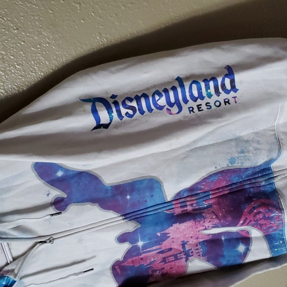 Disneyland Resort 2017 Sz Large Zip Up Hoodie White Stretch Cotton Mickey Mouse - Picture 14 of 16